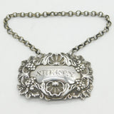 George IV Sterling Silver Shell Pattern Sherry Decanter Label Antique 1821 London