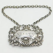 George IV Sterling Silver Shell Pattern Sherry Decanter Label Antique 1821 London