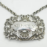 George IV Sterling Silver Shell Pattern Sherry Decanter Label Antique 1821 London