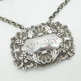 George IV Sterling Silver Shell Pattern Sherry Decanter Label Antique 1821 London