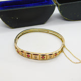 Victorian 15ct Yellow Gold, Diamond & Garnet Bangle Bracelet c1880 Boxed Antique