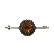 Victorian Charles Horner Sterling Silver & Citrine Flower Brooch Antique 1899 Chester