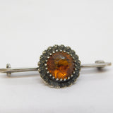 Victorian Charles Horner Sterling Silver & Citrine Flower Brooch Antique 1899 Chester