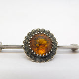 Victorian Charles Horner Sterling Silver & Citrine Flower Brooch Antique 1899 Chester