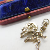 Sterling Silver Articulated 'Dish Ran Away with the Spoon' Charm Vintage c1970