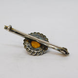 Victorian Charles Horner Sterling Silver & Citrine Flower Brooch Antique 1899 Chester
