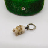 Victorian Carved Glass Small Memento Mori Skull Mourning Charm Antique c1860