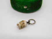 Victorian Carved Glass Small Memento Mori Skull Mourning Charm Antique c1860