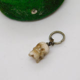 Victorian Carved Glass Small Memento Mori Skull Mourning Charm Antique c1860