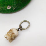 Victorian Carved Glass Small Memento Mori Skull Mourning Charm Antique c1860