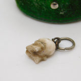 Victorian Carved Glass Small Memento Mori Skull Mourning Charm Antique c1860