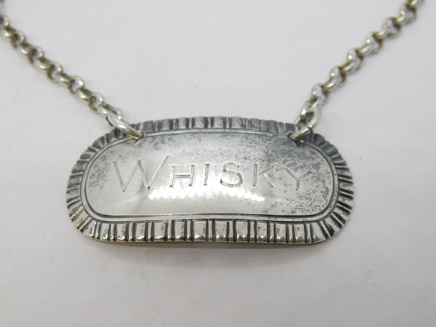 Early-Victorian Sterling Silver Whisky Decanter Label Antique 1846 London