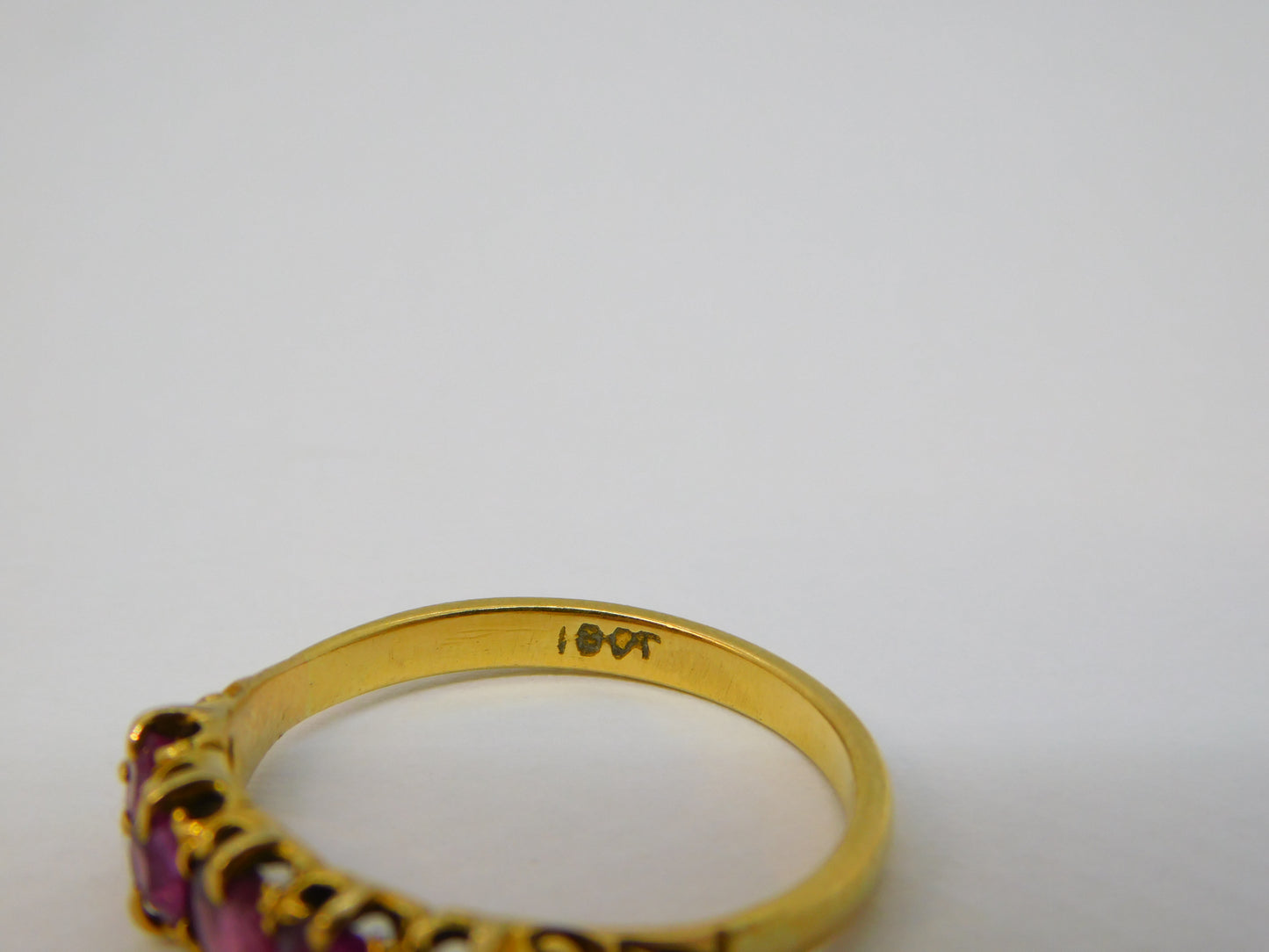 Edwardian 18ct Yellow Gold & Five-Stone Ruby Boat Ring Antique c1910