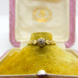 18ct Yellow Gold 0.1ct Diamond Solitaire Ring Vintage 1950 Birmingham