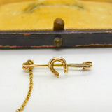 Victorian 9ct Yellow Gold Small Horseshoe Stock Pin Brooch 1901 Birmingham