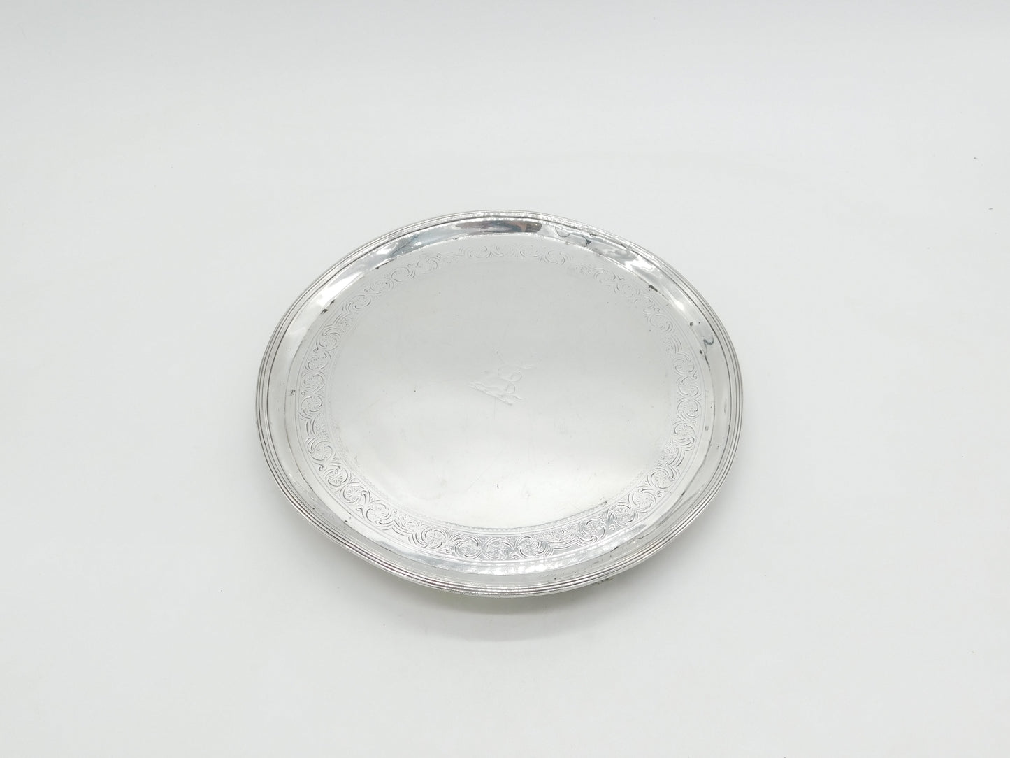 George III Sterling Silver Circular Crested Salver Dish Antique 1794 London John Hutson