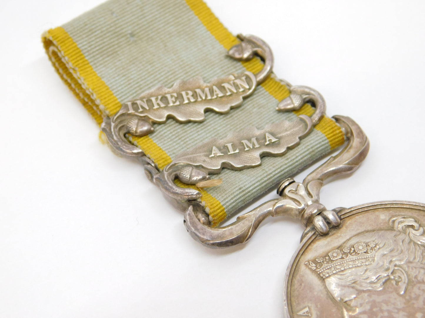Victorian British Crimean War Service Medal Inkermann, Alma Clasp Antique 1854