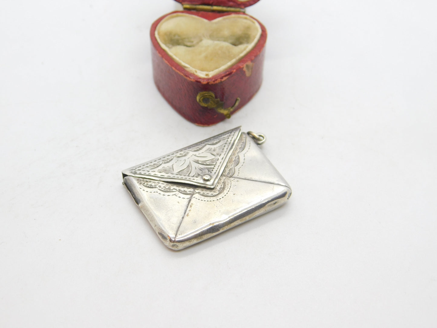 Edwardian Sterling Silver Floral Pattern Stamp Case Fob Envelope 1907 Birmingham