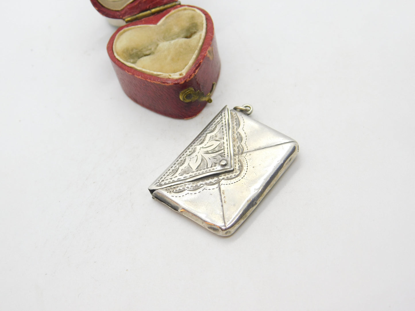 Edwardian Sterling Silver Floral Pattern Stamp Case Fob Envelope 1907 Birmingham