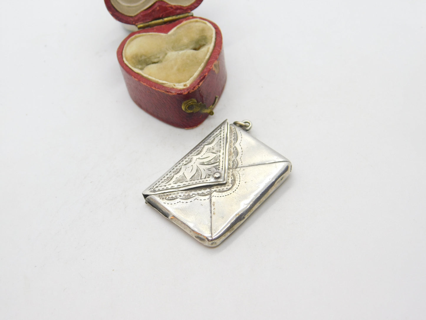Edwardian Sterling Silver Floral Pattern Stamp Case Fob Envelope 1907 Birmingham