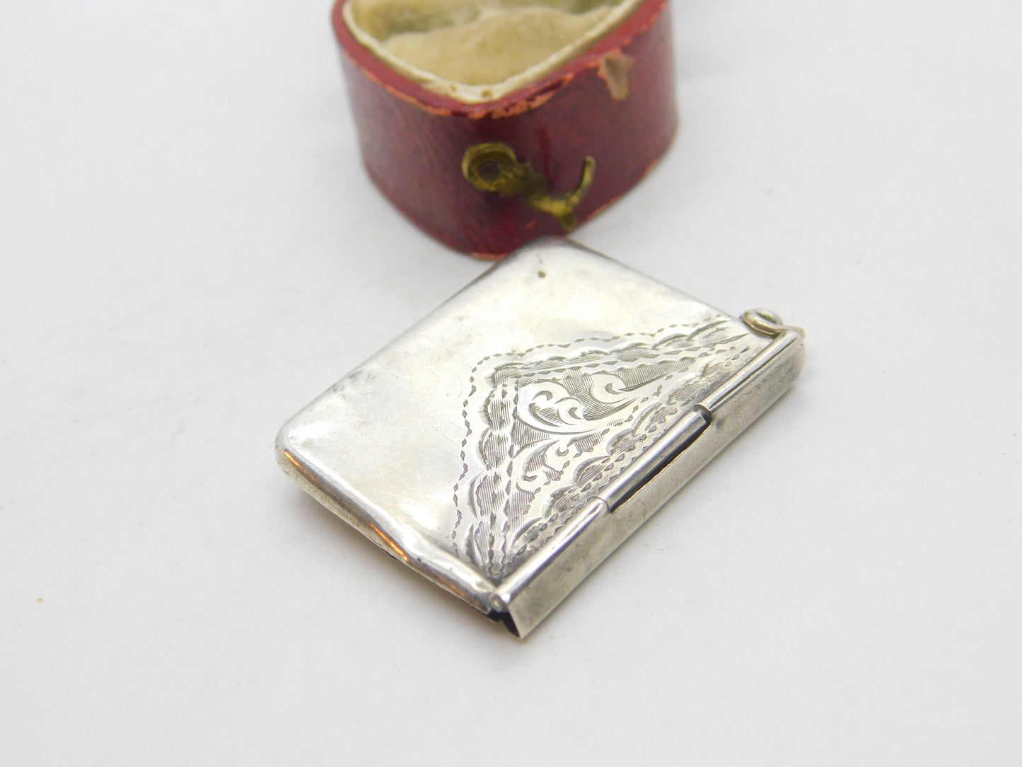 Edwardian Sterling Silver Floral Pattern Stamp Case Fob Envelope 1907 Birmingham