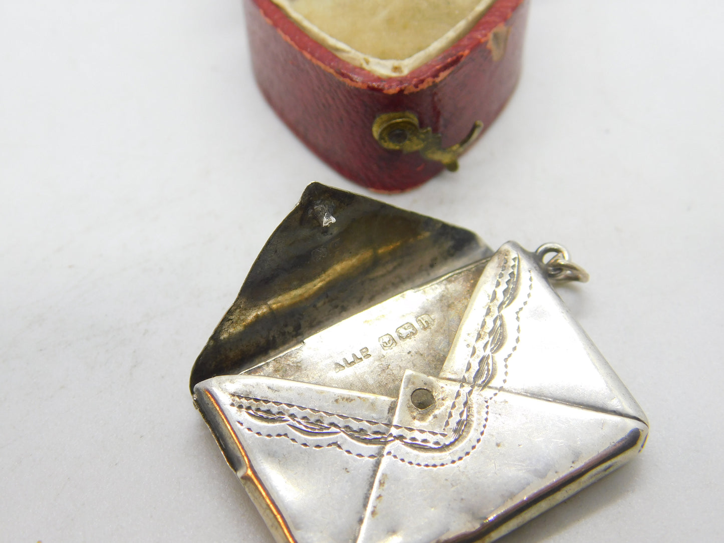 Edwardian Sterling Silver Floral Pattern Stamp Case Fob Envelope 1907 Birmingham