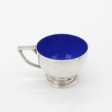 Sterling Silver & Blue Enamel Small Teacup 1934 Birmingham Hukin & Heath