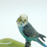Victorian Cold Painted Vienna Bronze Budgie on Green Onyx Ashtray Antique c1860