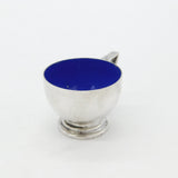 Sterling Silver & Blue Enamel Small Teacup 1934 Birmingham Hukin & Heath
