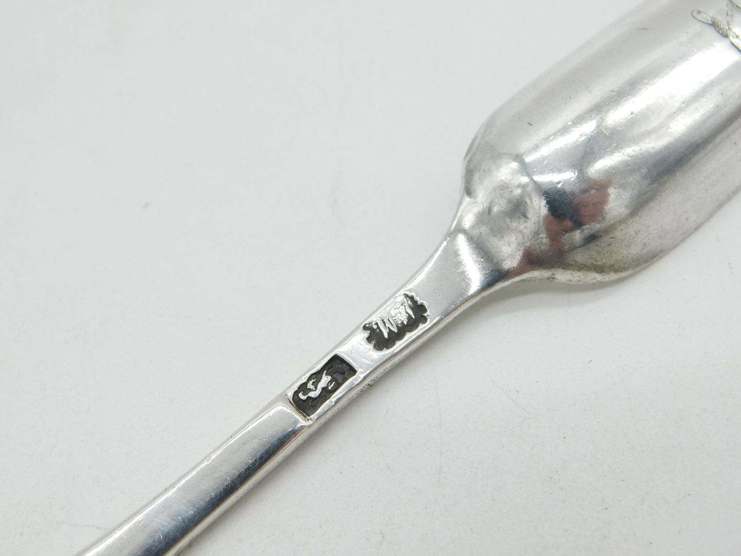 George III Sterling Silver Crested Bone Marrow Scoop Antique c1765 London