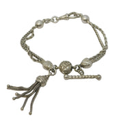 Victorian Sterling Silver Ladies Albertina Bracelet & Tassel Fob Antique c1860