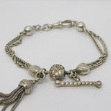 Victorian Sterling Silver Ladies Albertina Bracelet & Tassel Fob Antique c1860