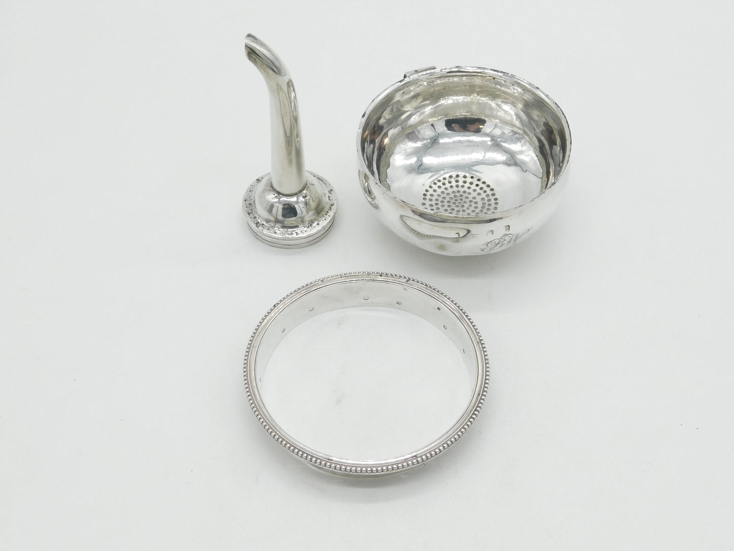 George III Sterling Silver Engraved Wine Funnel Anique 1783 London