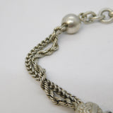 Victorian Sterling Silver Ladies Albertina Bracelet & Tassel Fob Antique c1860