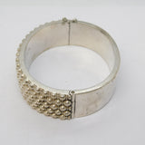 Victorian Sterling Silver Etruscan Style Hinged Cuff Bangle Antique c1880