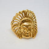 9ct Yellow Gold Native American Chief Statement Ring Vintage c1980 London