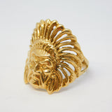 9ct Yellow Gold Native American Chief Statement Ring Vintage c1980 London