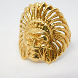 9ct Yellow Gold Native American Chief Statement Ring Vintage c1980 London