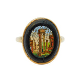 Grand Tour 9ct Gold Mounted Micro Mosaic Classical Scene Ring Antique c1830