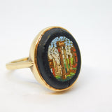 Grand Tour 9ct Gold Mounted Micro Mosaic Classical Scene Ring Antique c1830