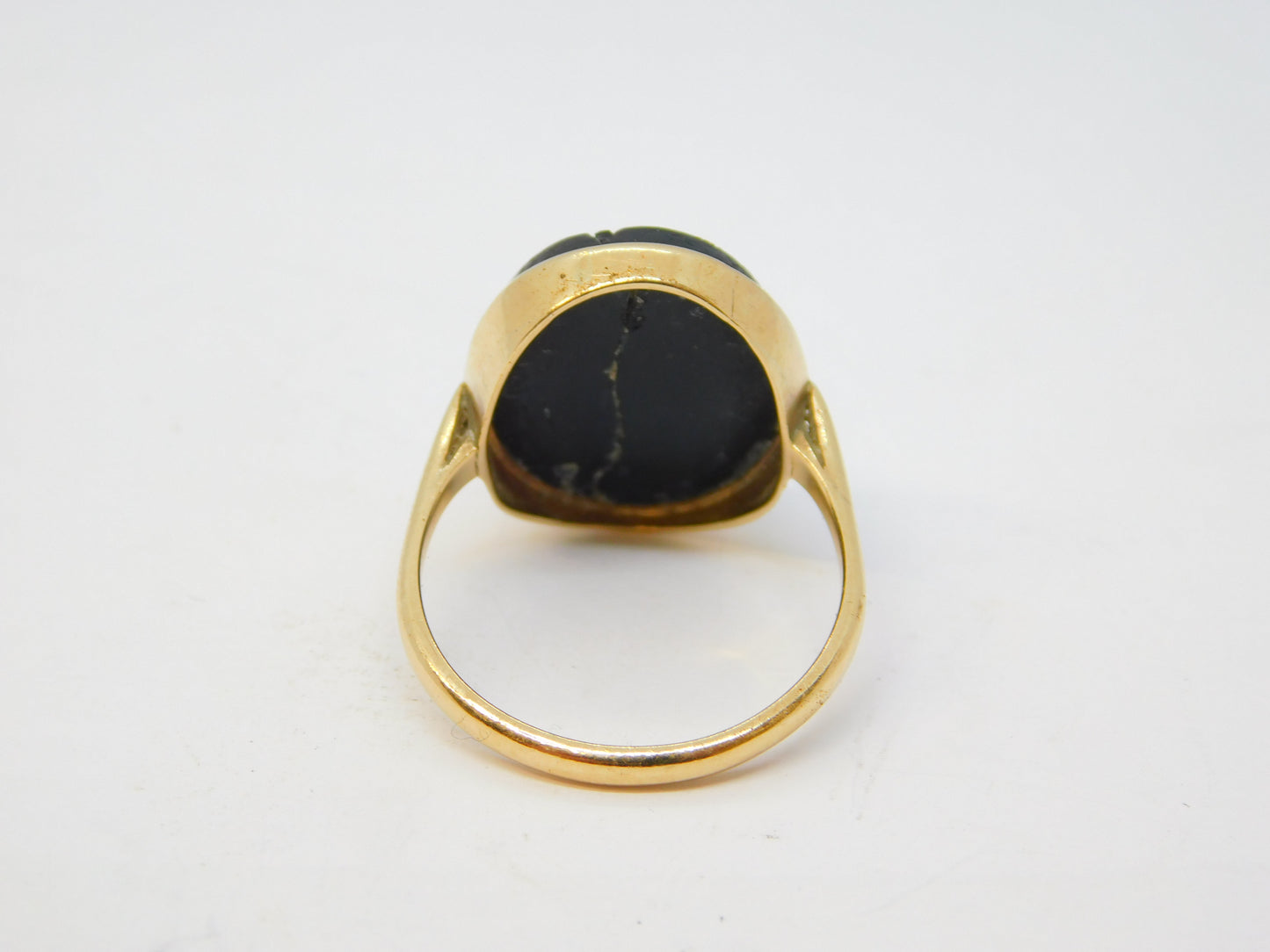 Grand Tour 9ct Gold Mounted Micro Mosaic Classical Scene Ring Antique c1830