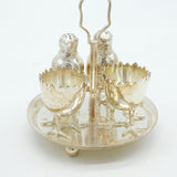 Silver Plated Novelty Boiled Egg Breakfast Set Antique c1930 Art Deco