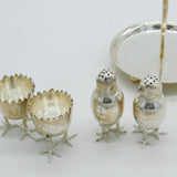 Silver Plated Novelty Boiled Egg Breakfast Set Antique c1930 Art Deco