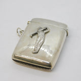 Sterling Silver Novelty Golf Golfing Interest Vesta Case Antique 1911 Birmingham
