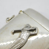 Sterling Silver Novelty Golf Golfing Interest Vesta Case Antique 1911 Birmingham