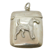 Victorian Sterling Silver Airedale Terrier Dog Vesta Case Antique 1897 Bham