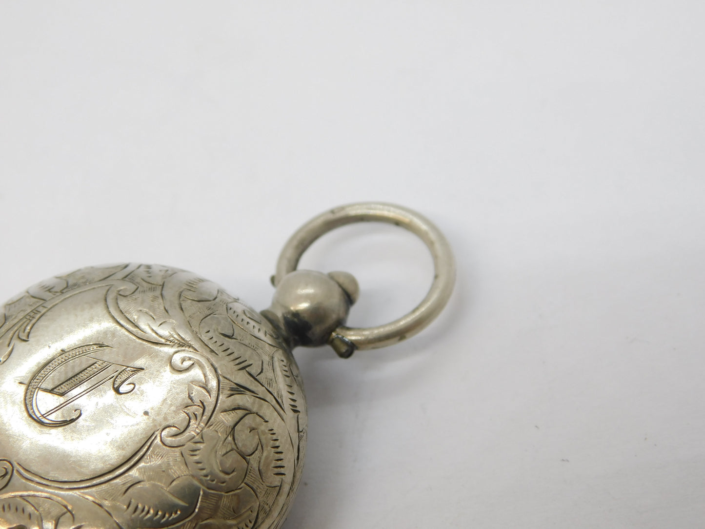 Edwardian Sterling Silver Floral Sovereign Case Fob Antique 1905 Birmingham