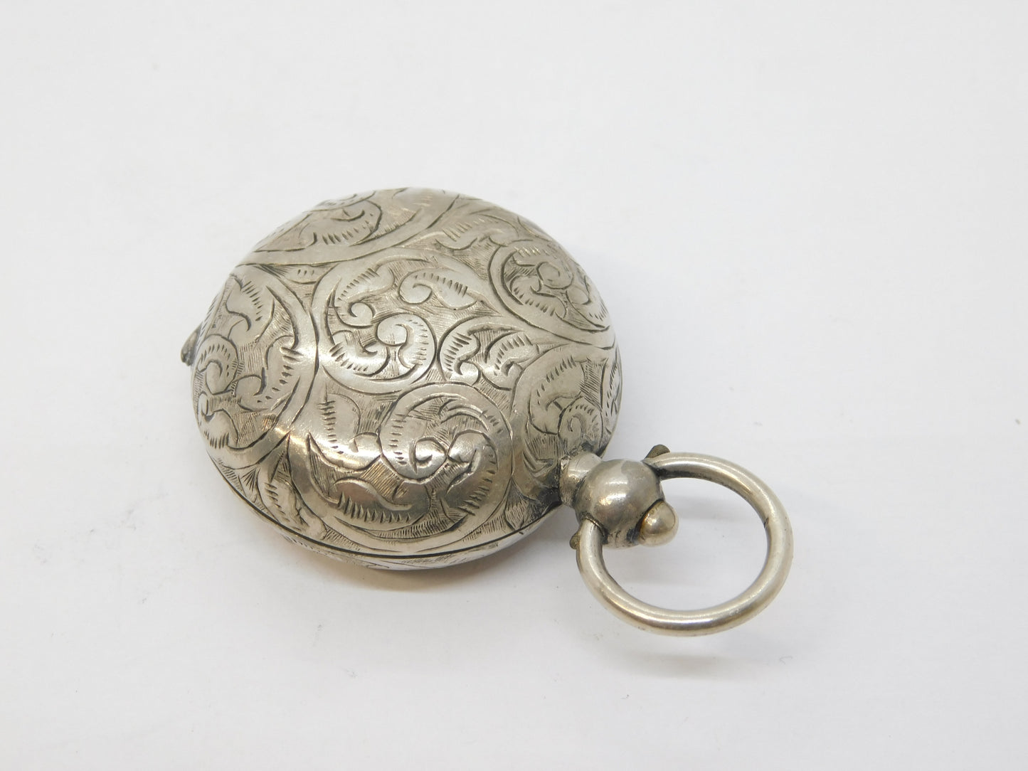 Edwardian Sterling Silver Floral Sovereign Case Fob Antique 1905 Birmingham