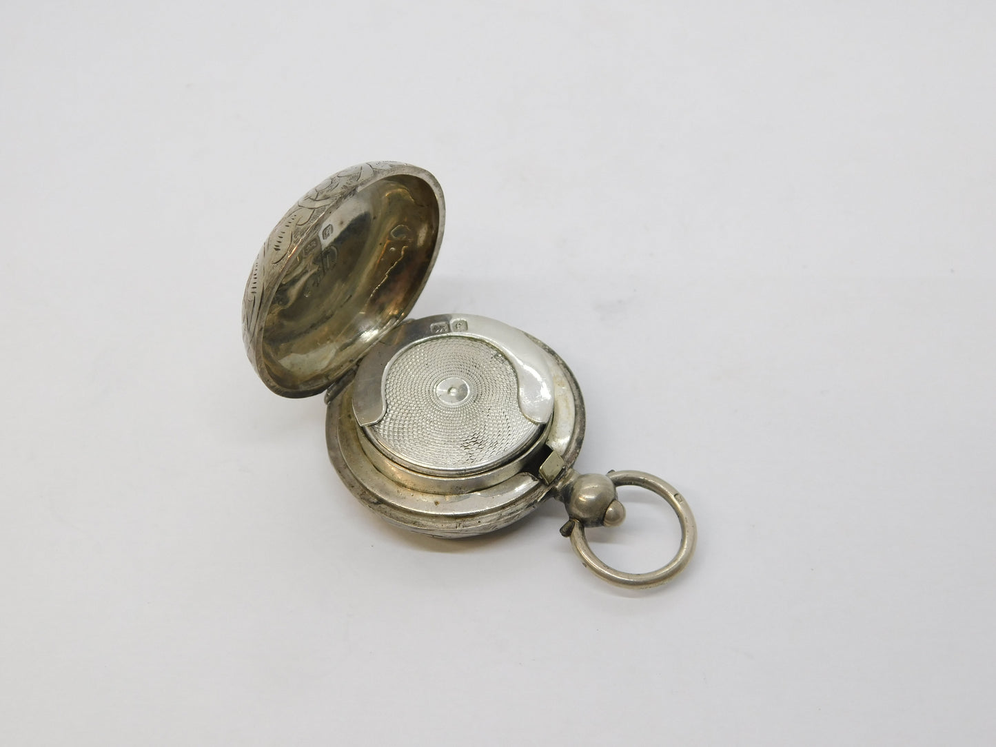 Edwardian Sterling Silver Floral Sovereign Case Fob Antique 1905 Birmingham