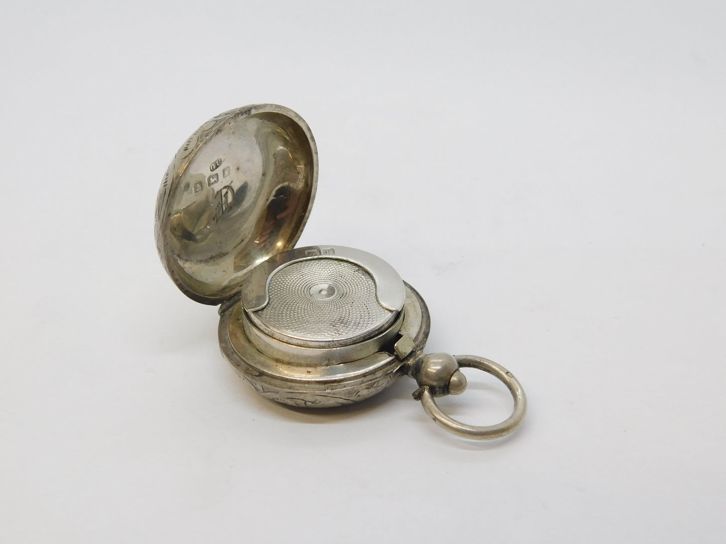 Edwardian Sterling Silver Floral Sovereign Case Fob Antique 1905 Birmingham